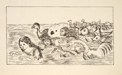 Alice zwemt in de Poel van Tranen, illustratie uit Alice
